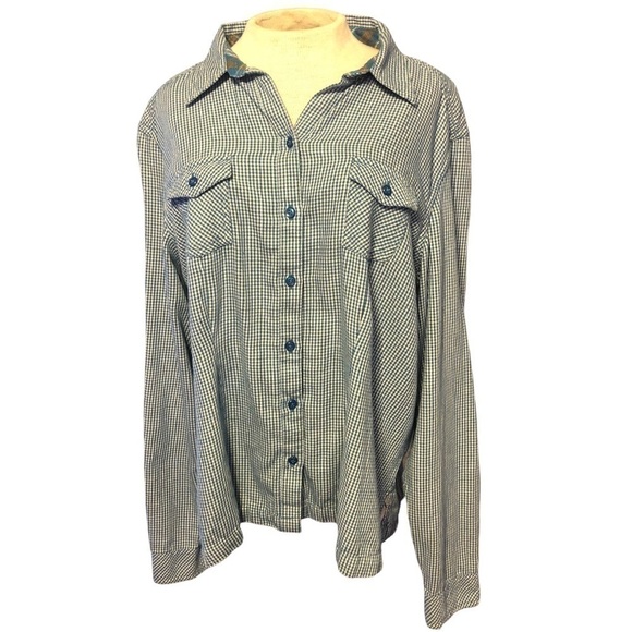 Magellan Sportswear 100% Cotton Blue Plaid Button Down Long Sleeve Shirt XL - Picture 5 of 8